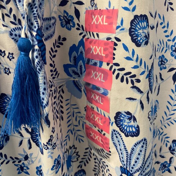 Stella Parker XXL Blue White Peasant Blouse - Picture 6 of 12